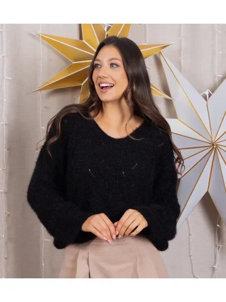 Pulover Ur/ceo cu mâneci lungi lung negru