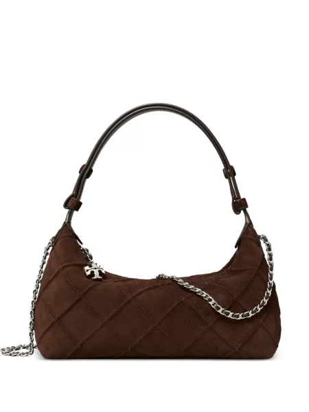 Geantă Tory Burch din piele de căprioară maro