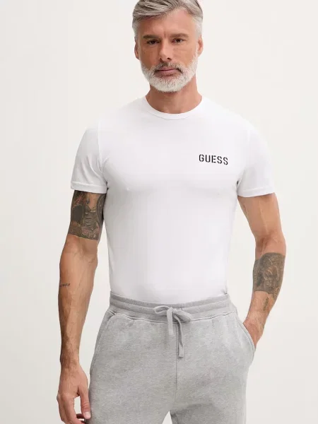 Guess tričko pánske s elastanom ANDREW biela
