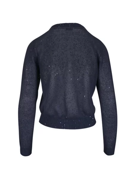 Cardigan Brunello Cucinelli cu paiete albastru