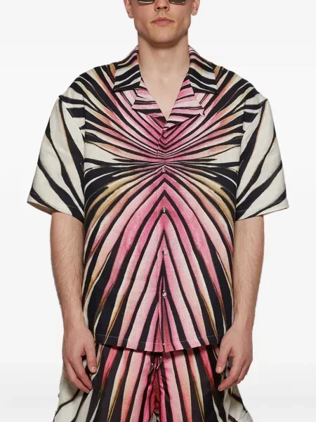 Krátká košile Roberto Cavalli s potiskem se zebřím vzorem růžová