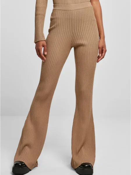 Dzianinowe legginsy Urban Classics dzwony brązowe