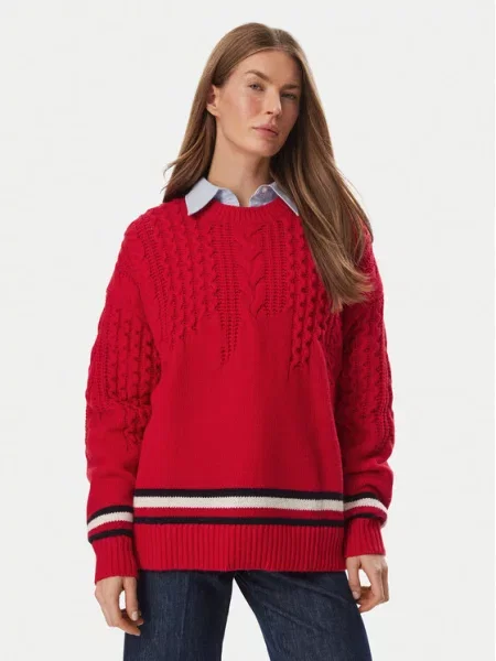 Tommy Jeans Pulover / crna / bijela crvena