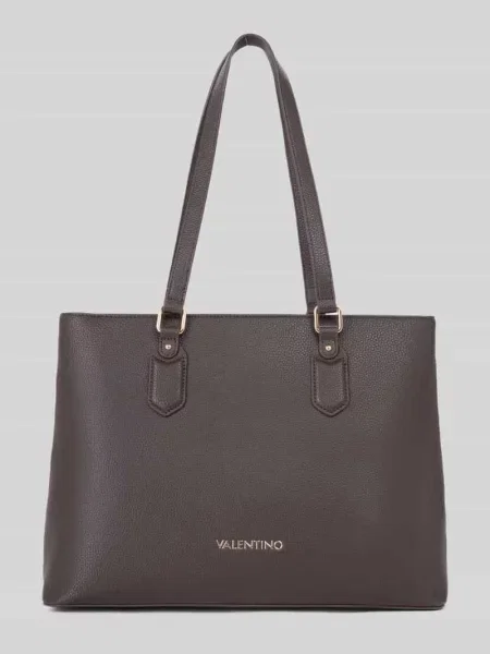 Torba shopper z detal z logo model BRIXTON' Valentino Bags brązowa