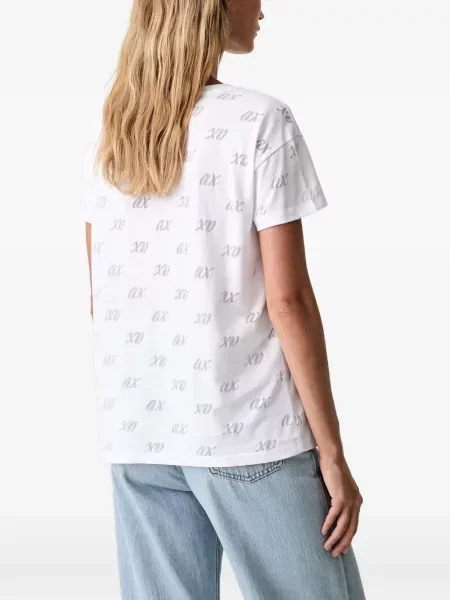 Тениска Armani Exchange с принт с кръгло деколте бяло