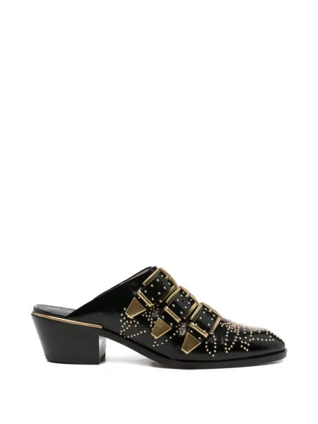 Papuci tip mules Chloé cu tepi negru