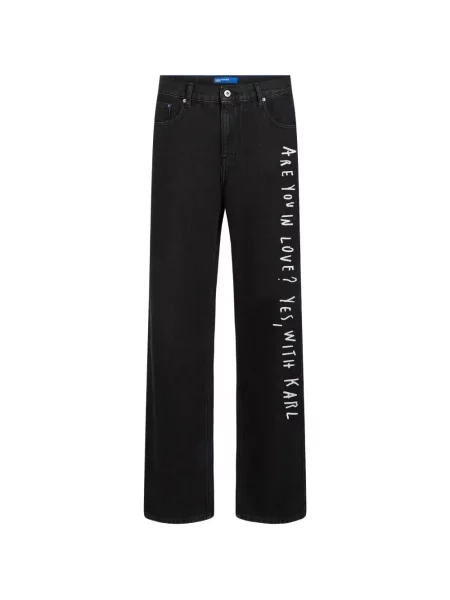 Blugi Karl Lagerfeld Jeans cu imagine negru