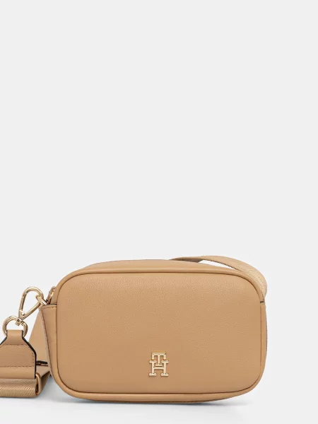 Geanta crossbody Tommy Hilfiger din piele bej