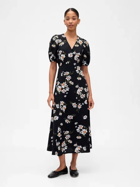 Rochie maxi Gap cu model floral negru