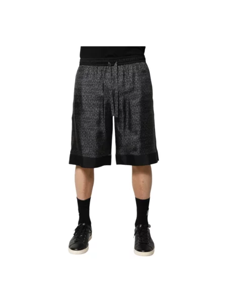 Jedwabne szorty Dolce And Gabbana z logo czarne