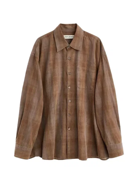 Kostkovaná košile Our Legacy hnědá