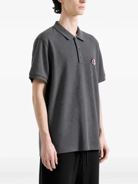 Tricou polo Moncler cu autograf gri