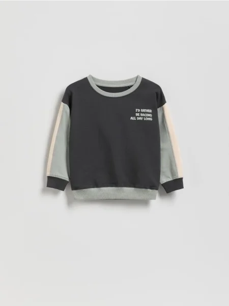 Reserved Tricou cu mânecă lungă din gri-închis gri