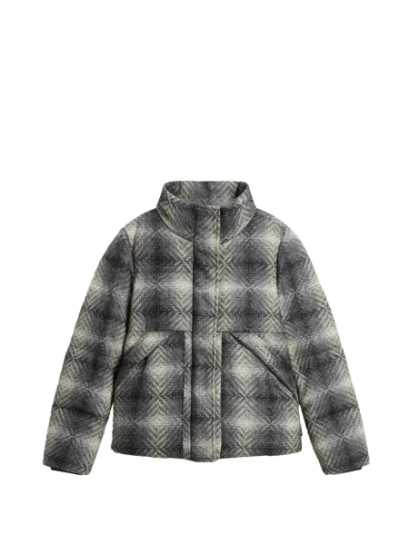 Geacă Woolrich de lână în carouri gri