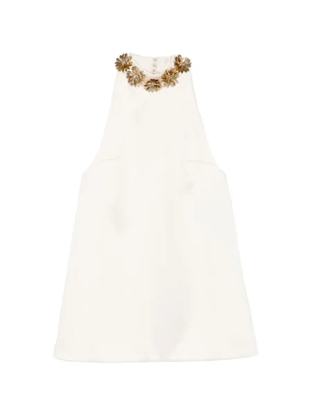 Rochie mini Retrofete cu model floral de costum alb