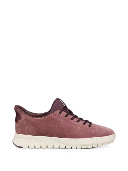 Sneakerși Geox cu șireturi din piele de căprioară roz