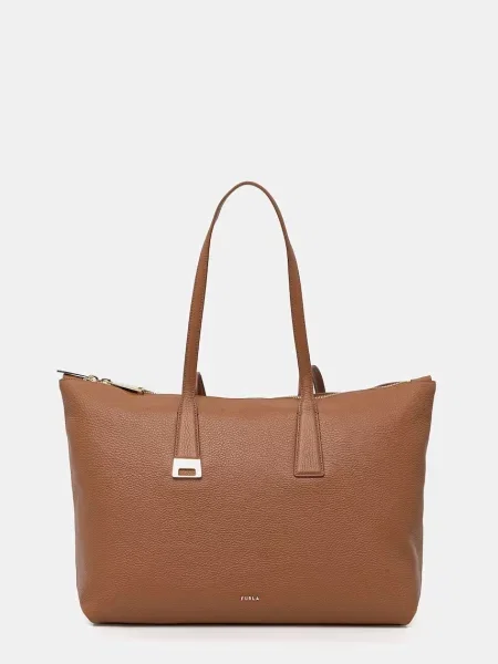 Geantă shopper Furla din piele maro