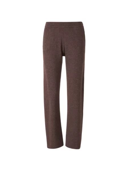 Pantaloni Sporty & Rich cu broderie din cașmir maro