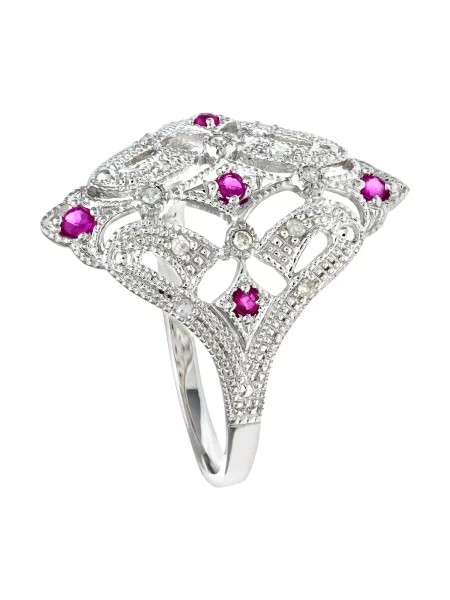 DIAMANT LETERNEL Prsteň Ring aus Weißgold mit Diamant mit Rubin strieborná