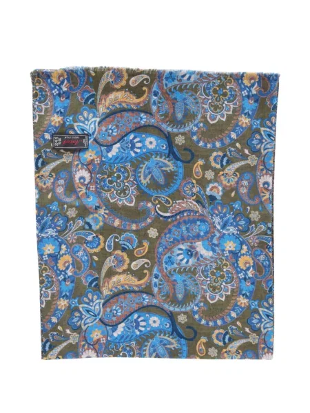 Шал Ascot с ресни с пейсли десен зелено