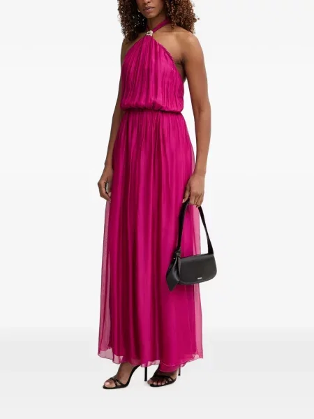 Rochie maxi Haveone cu gât halter roz