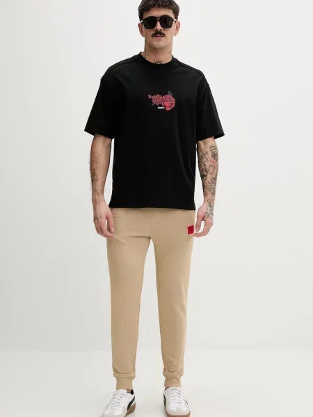 HUGO Tricou Domans | Oversize fit negru