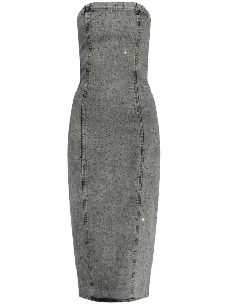 Sukienka jeansowa Gestuz do kolan garniturowa szara