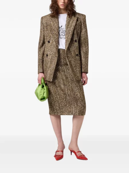 Geacă Msgm din tweed cu două rânduri de nasturi maro