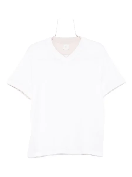 Tricou Eleventy cu decolteu în V alb