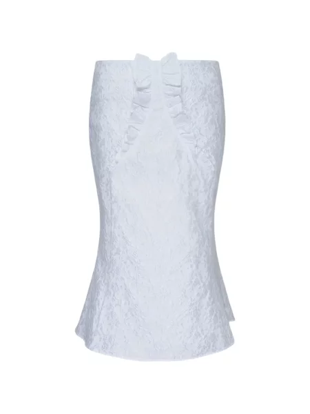 Fustă midi Shushu/tong cu model floral cu volane din jacard alb