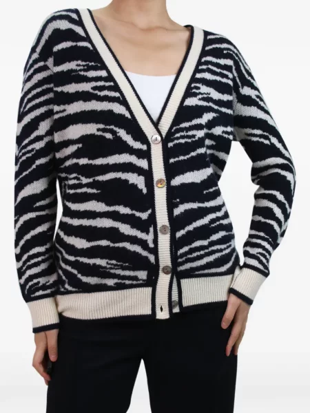 Cardigan Madeleine Thompson cu model zebră albastru