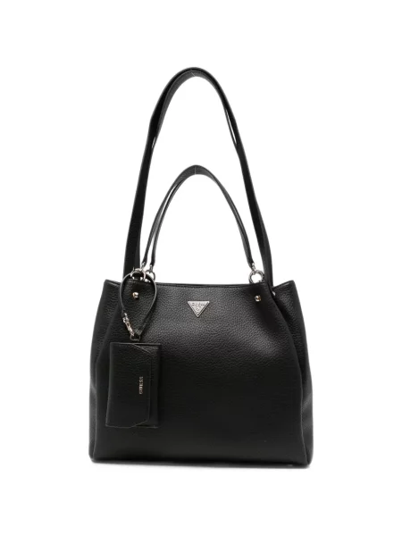 Geantă shopper Guess cu autograf negru