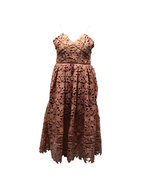 Rochie midi Self-portrait din dantelă până la genunchi de costum roz