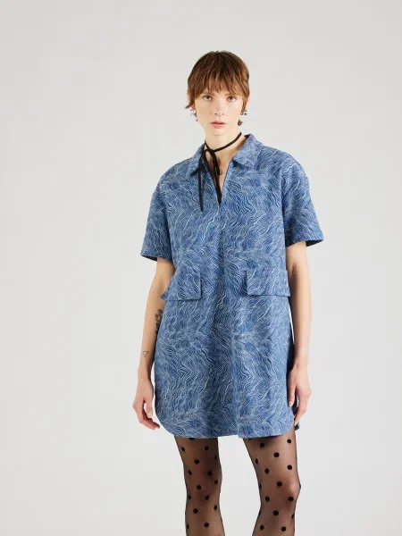 PIECES Rochie albastru denim alb