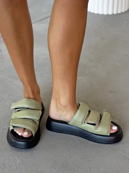 Шкіряні Шльопанці INNOE хакі