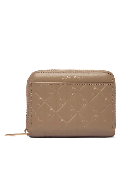 Portofel Calvin Klein Emblem Aop Embossed Zip Around bej