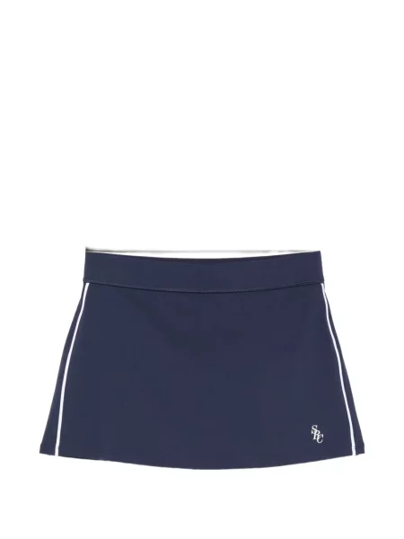 Fusta mini Sporty & Rich cu broderie tenis albastru