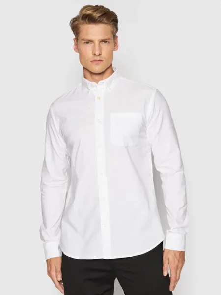 Cămașă Selected Homme din țesătură twill alb