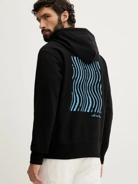 Calvin Klein Jeans hanorac cu și glugă bărbătesc cu negru