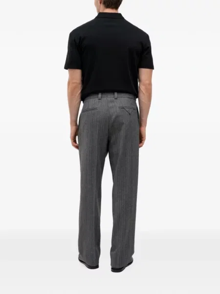 Pantaloni Hugo cu model herringbone gri