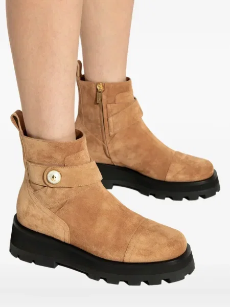 Botine Jimmy Choo cu platformă cu cataramă maro