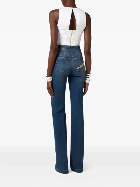 Top Elisabetta Franchi cu decolteu rotund alb