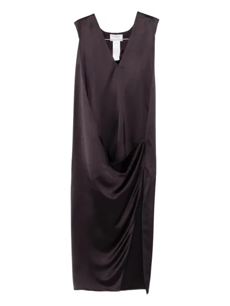 Rochie Sportmax cu decolteu în V drapată de costum violet