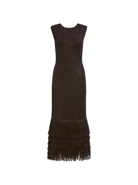 Dzianinowa sukienka midi Aje do kolan garniturowa brązowa
