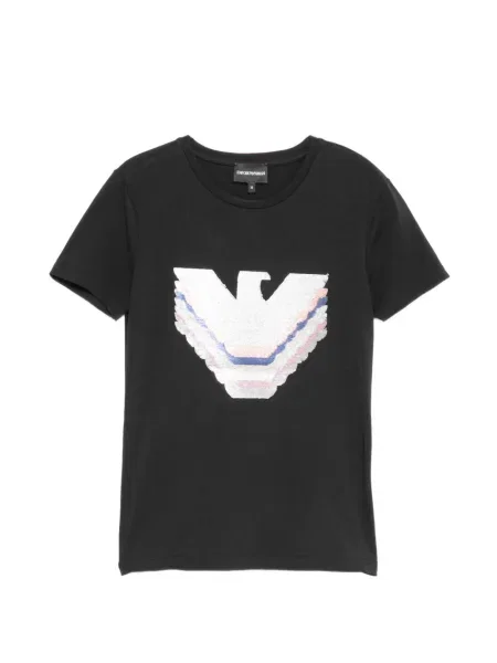 Tricou Emporio Armani cu decolteu în U negru