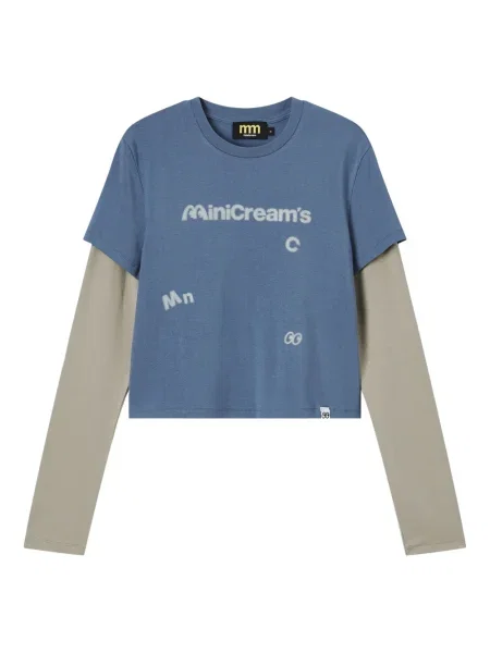 Mały mały top Mini Cream z nadrukiem niebieski