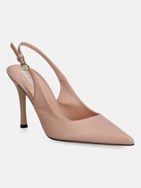 Pantofi cu toc Pollini din piele bej