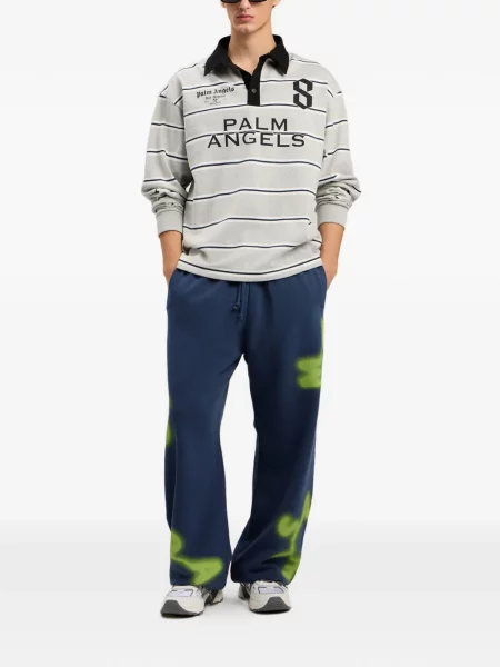 Tricou polo Palm Angels cu dungi gri