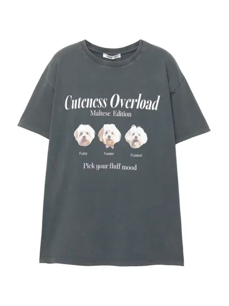 Pull&Bear Tricou maro deschis / gri închis / roz alb