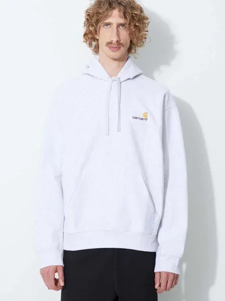 Кофта Carhartt WIP з капюшоном меланж сірий